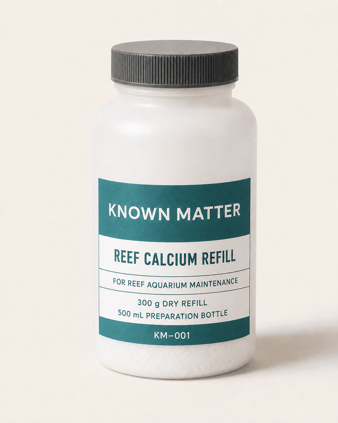 Known Matter Reef Calcium Refill, supplied as 300 grams in a 500 millilitre preparation bottle